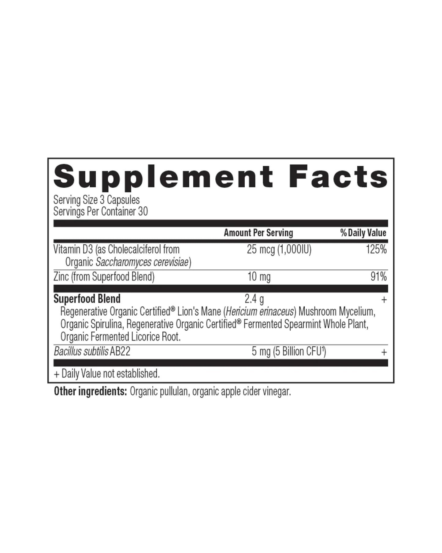 The nutrition panel of Ancient Nutrition Regenerative Organic Certified™ Leaky Gut Support Capsules