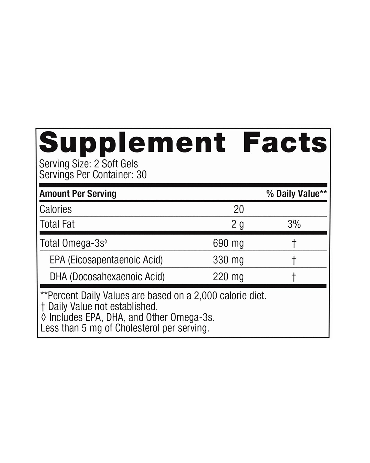 The nutrition panel of Nordic Naturals Omega-3 Soft Gels