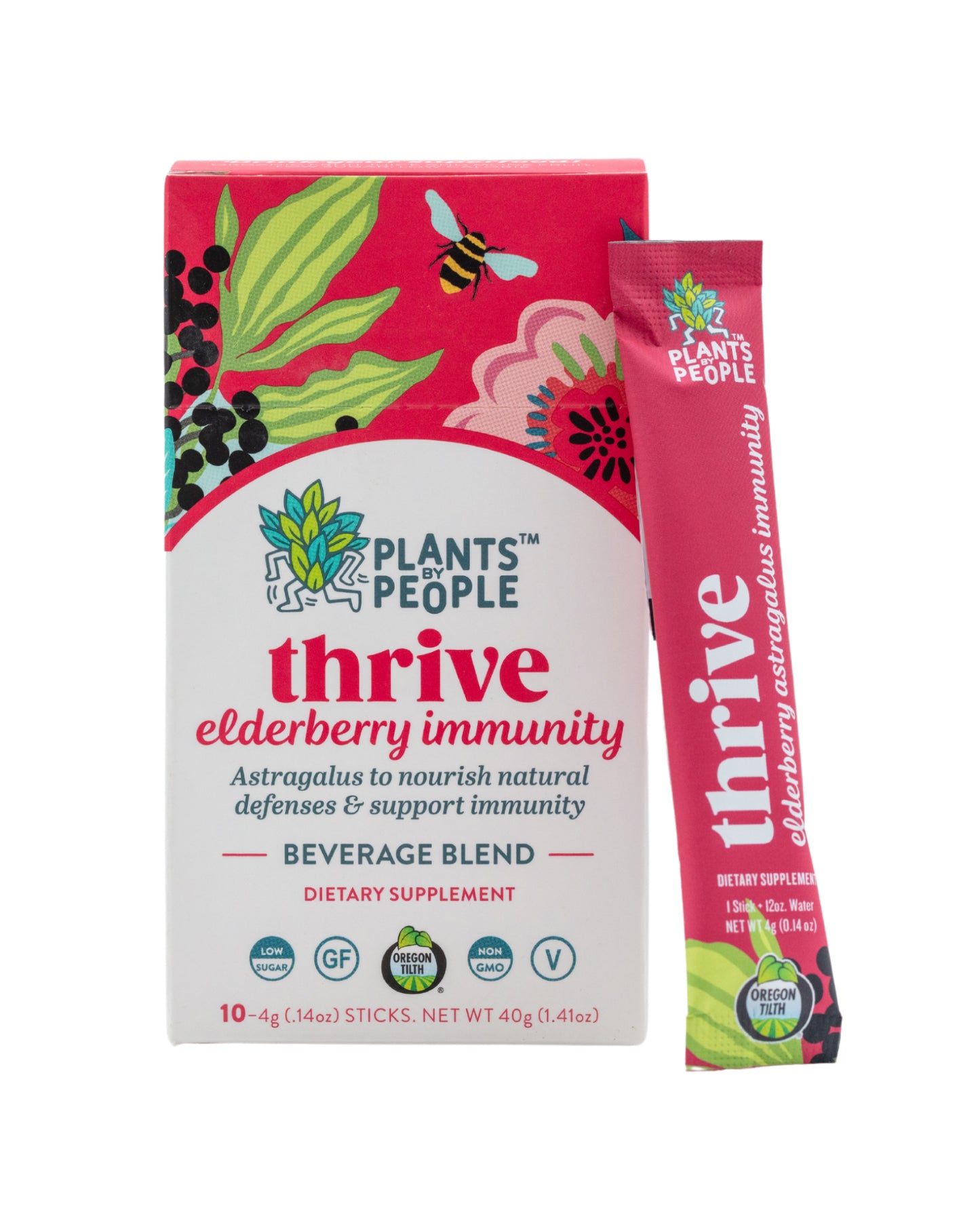 The front of Plants By People Immunity Drink Blend with Elderberry