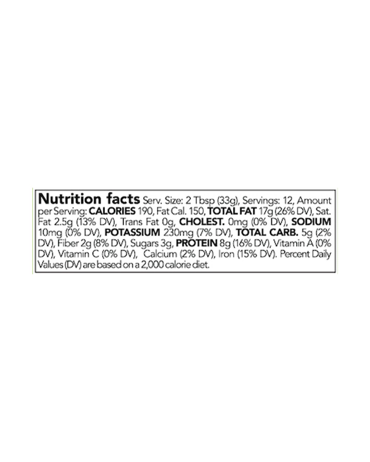 The nutrition panel of 88 Acres Pumpkin Seed Butter