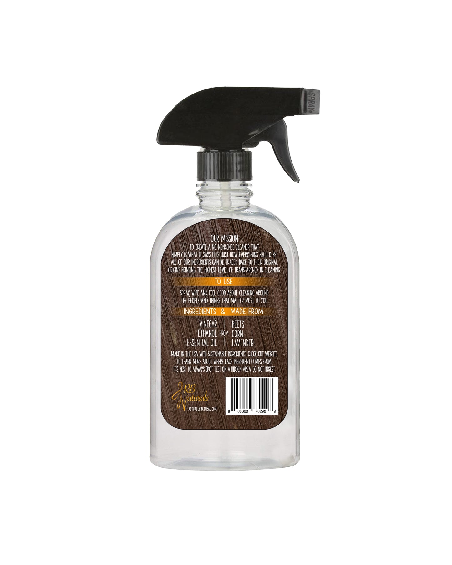 The back of Actually Natural All Purpose Vinegar Cleaner