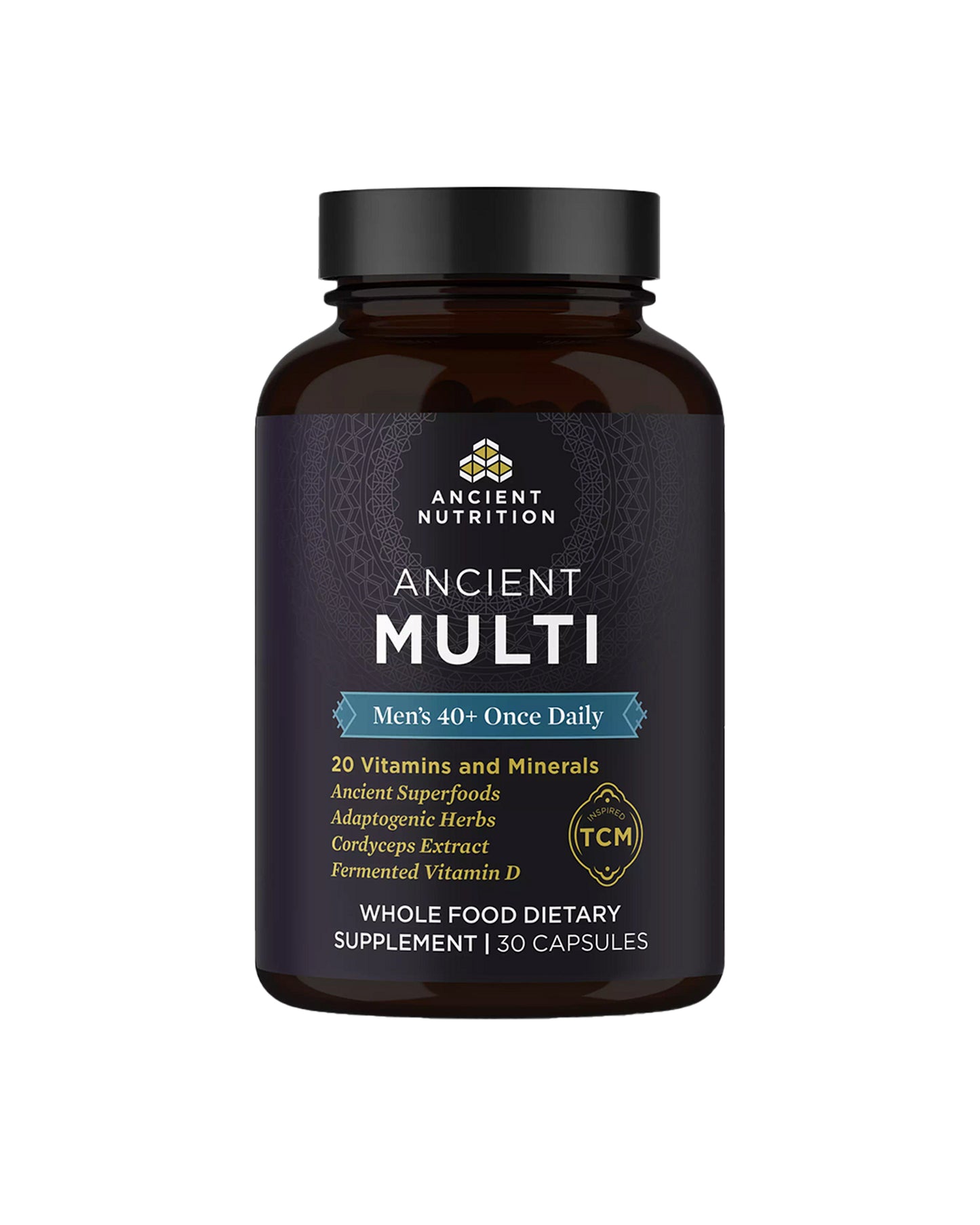 The front of Ancient Nutrition Men's 40+ Once Daily Multivitamin Capsules