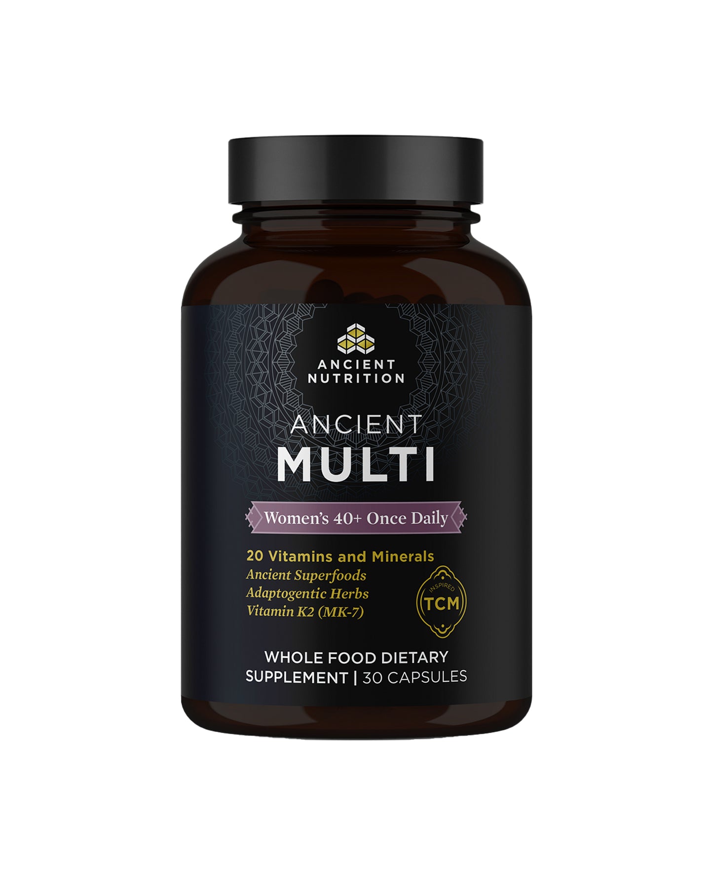 The front of Ancient Nutrition Women's 40+ Once Daily Multivitamin Capsules