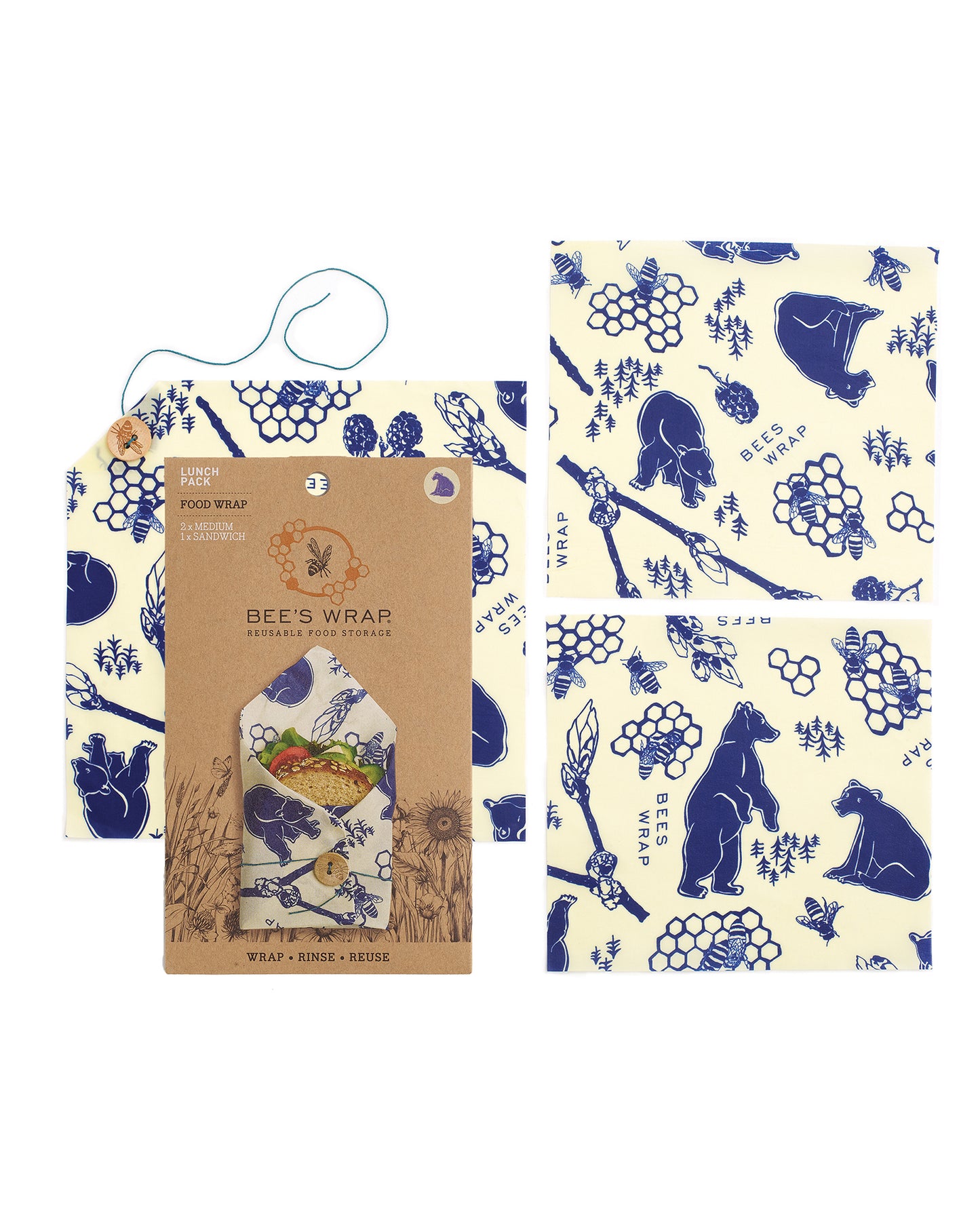 Picture of Bee's Wrap Reusable Beeswax Food Wraps - The Lunch Pack