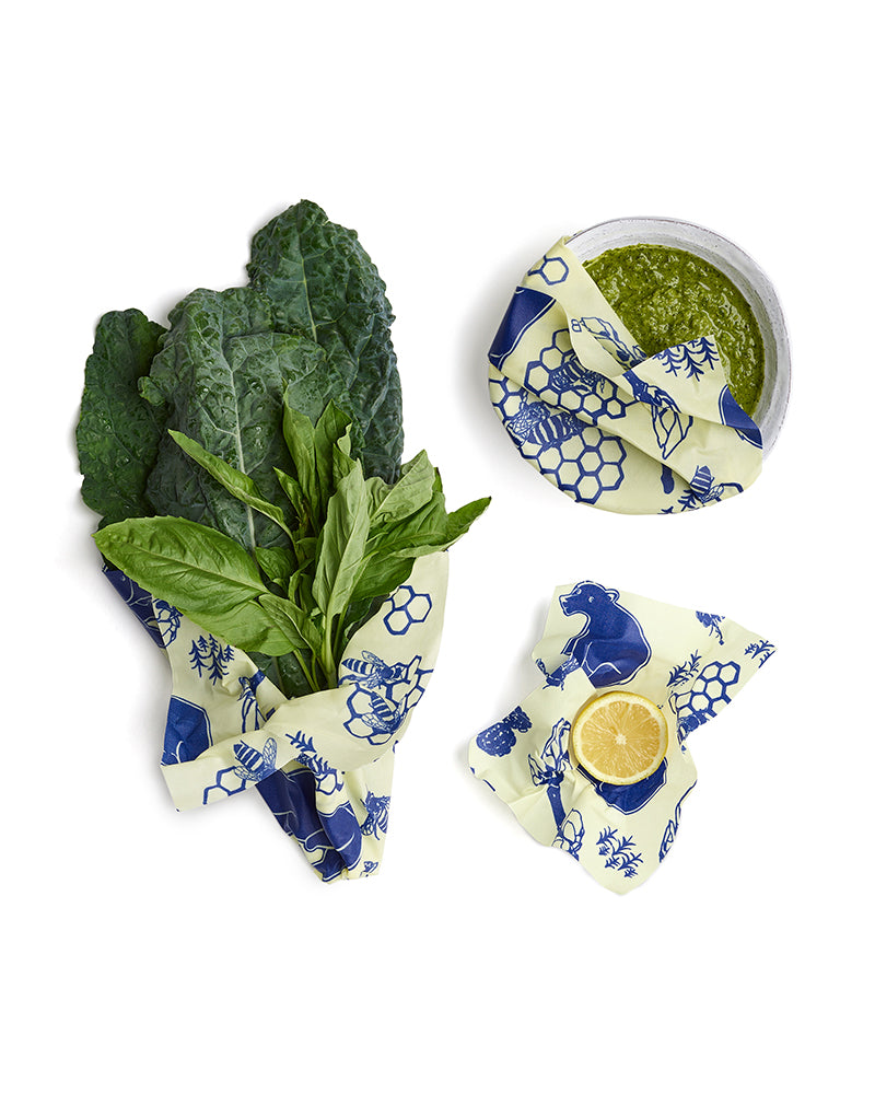 The back of Bee's Wrap Reusable Beeswax Food Wraps - Assorted 3 Pack