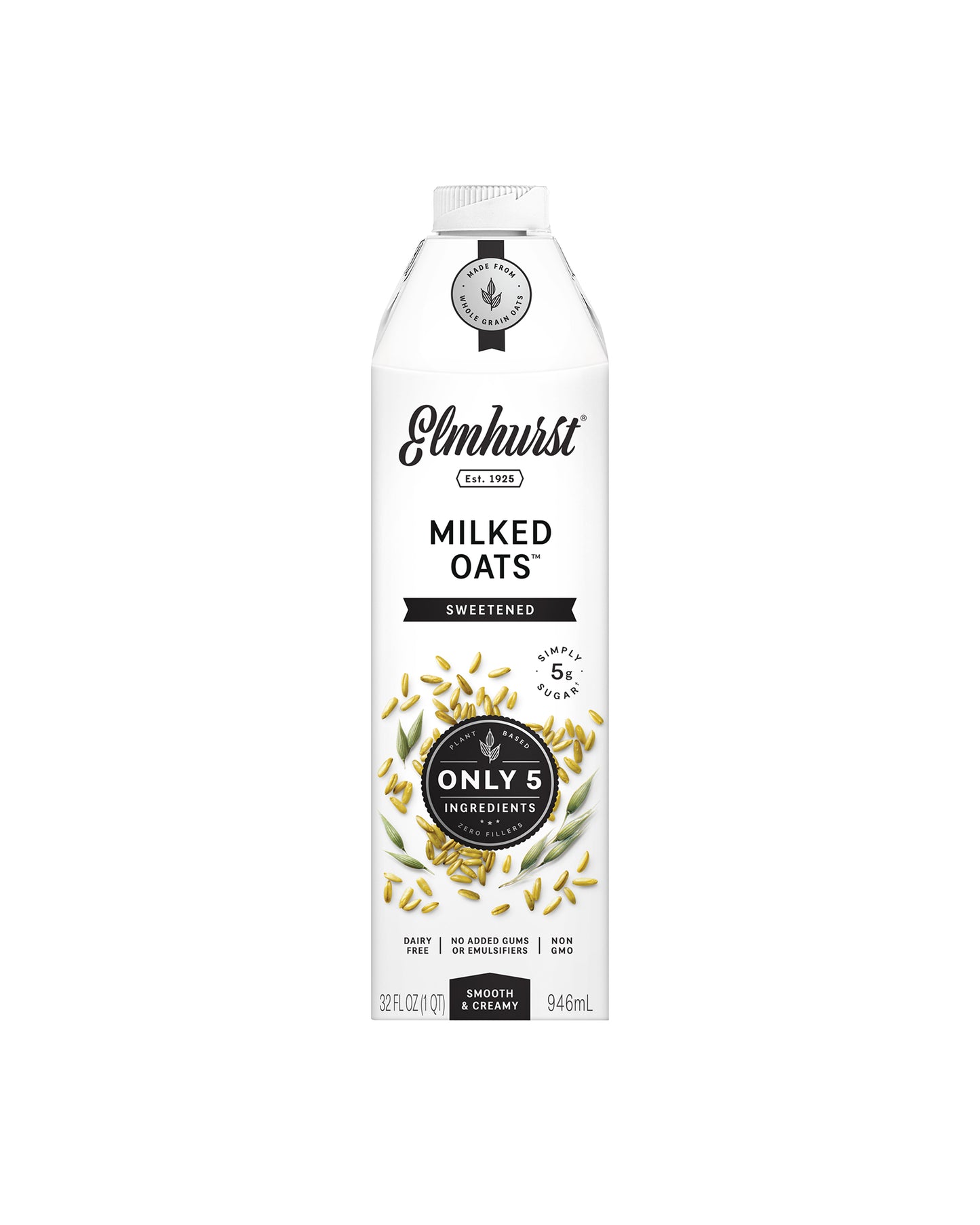 The front of Elmhurst 1925 Milked Oats
