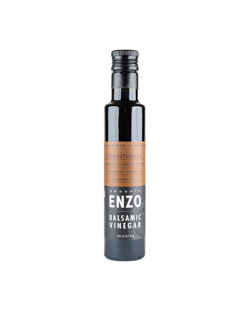 The front of ENZO Olive Oil Company Traditional Organic Balsamic Vinegar