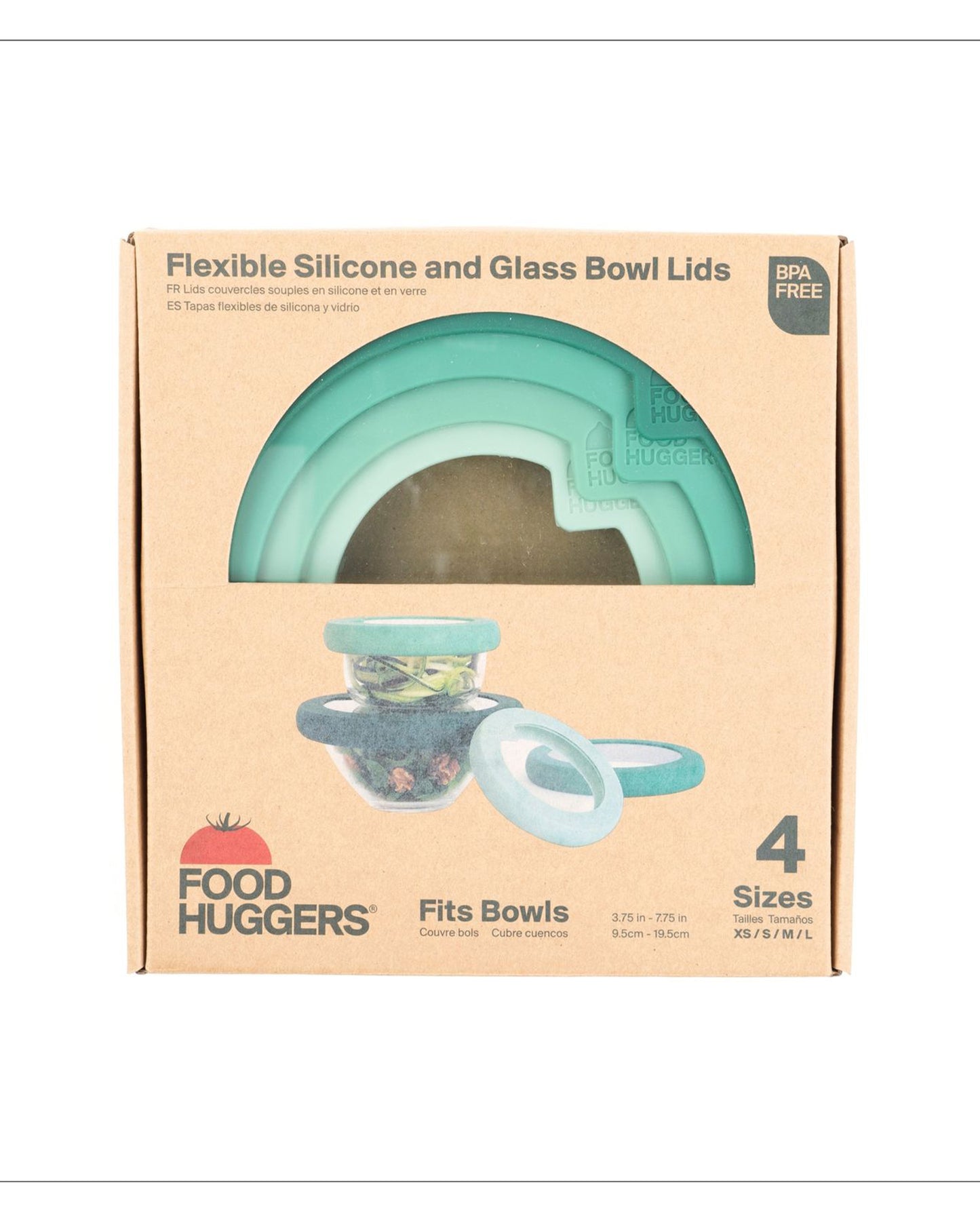 The front of Food Huggers Reusable Silicone Bowl Lids