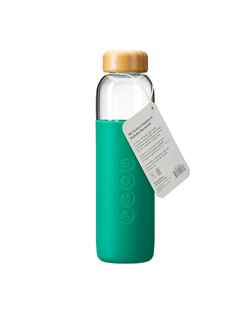 The back of Soma Glass Water Bottle - 17oz