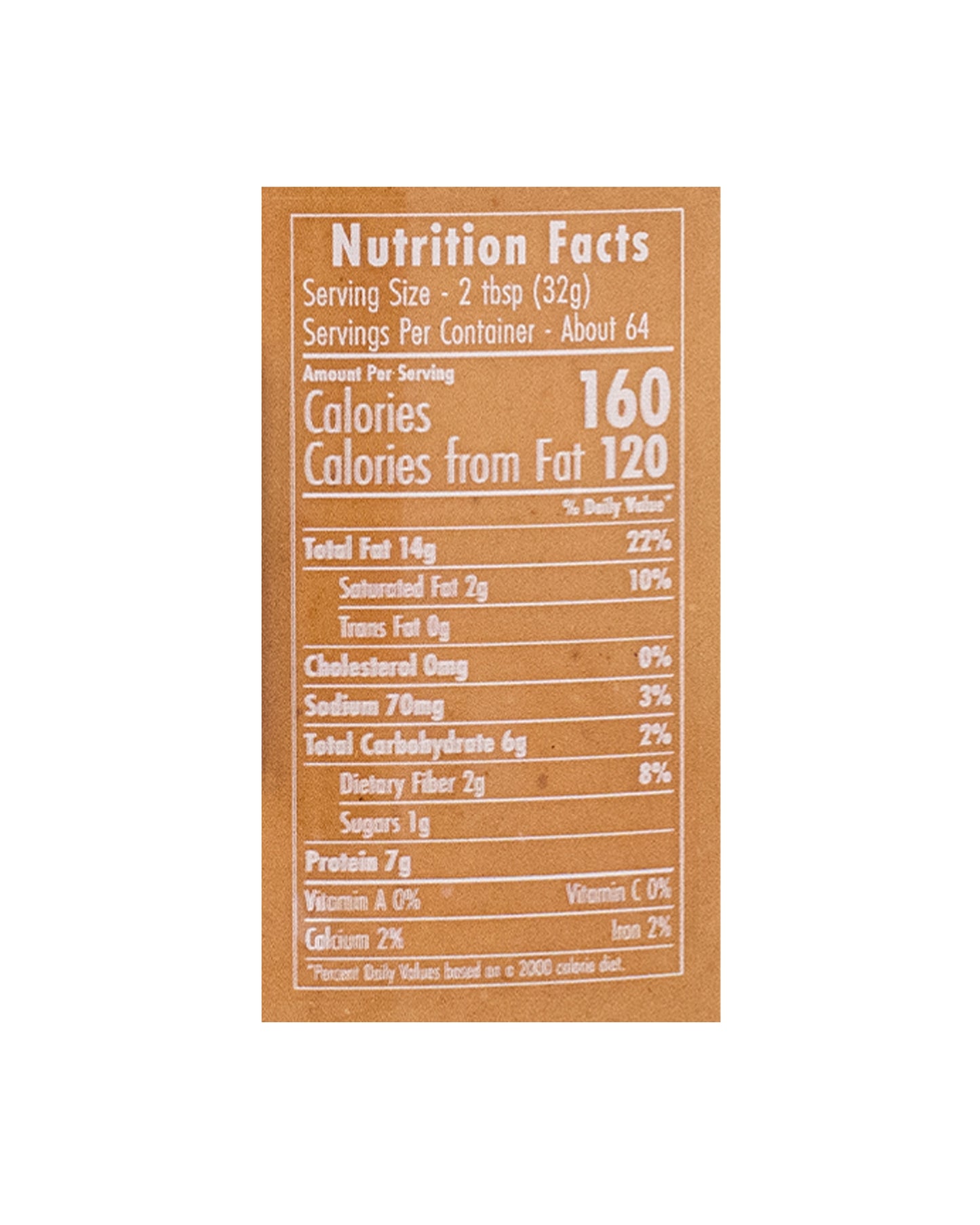 The nutrition panel of Georgia Grinders Organic Creamy Peanut Butter - Family Size