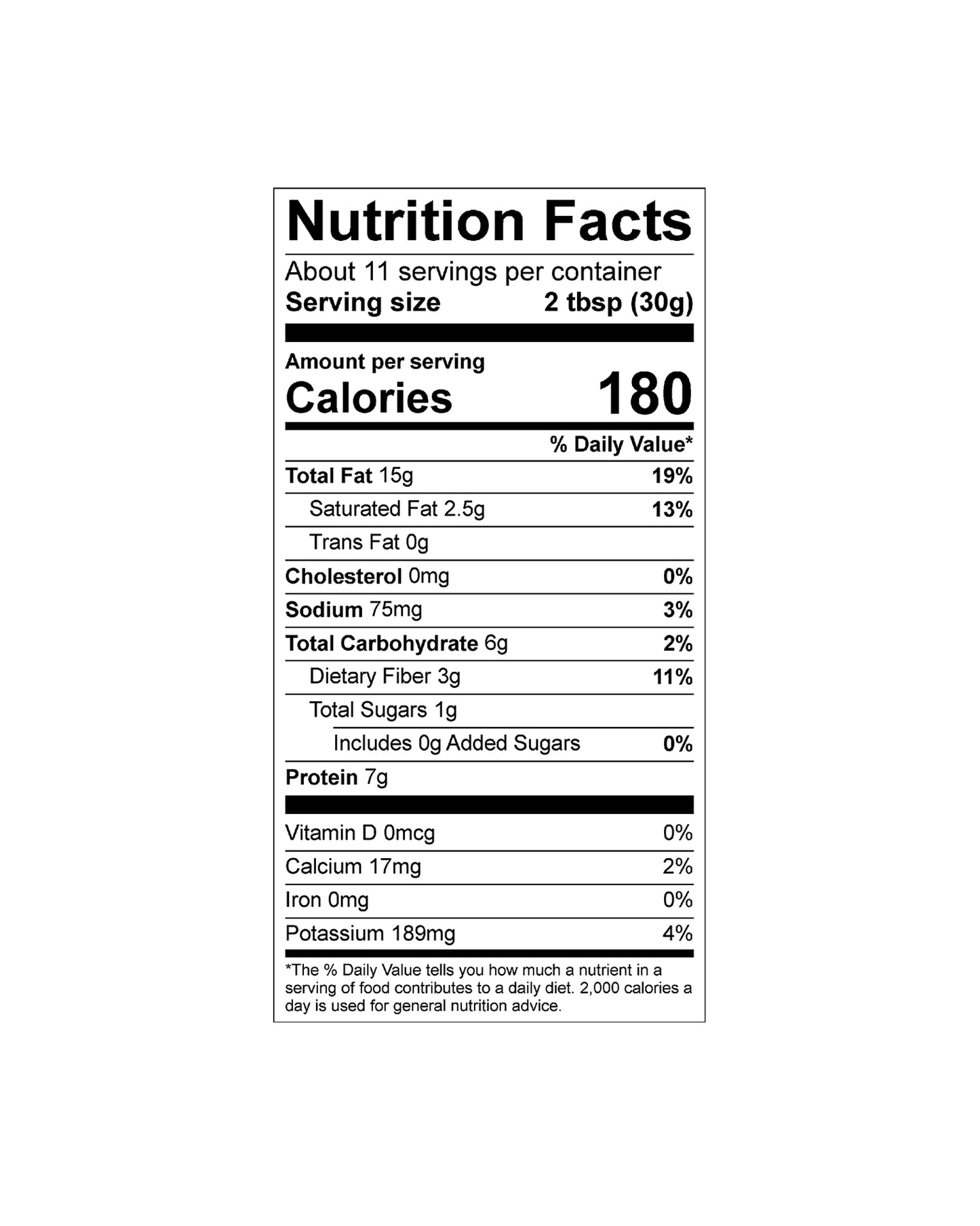 The nutrition panel of Georgia Grinders Organic Crunchy Peanut Butter