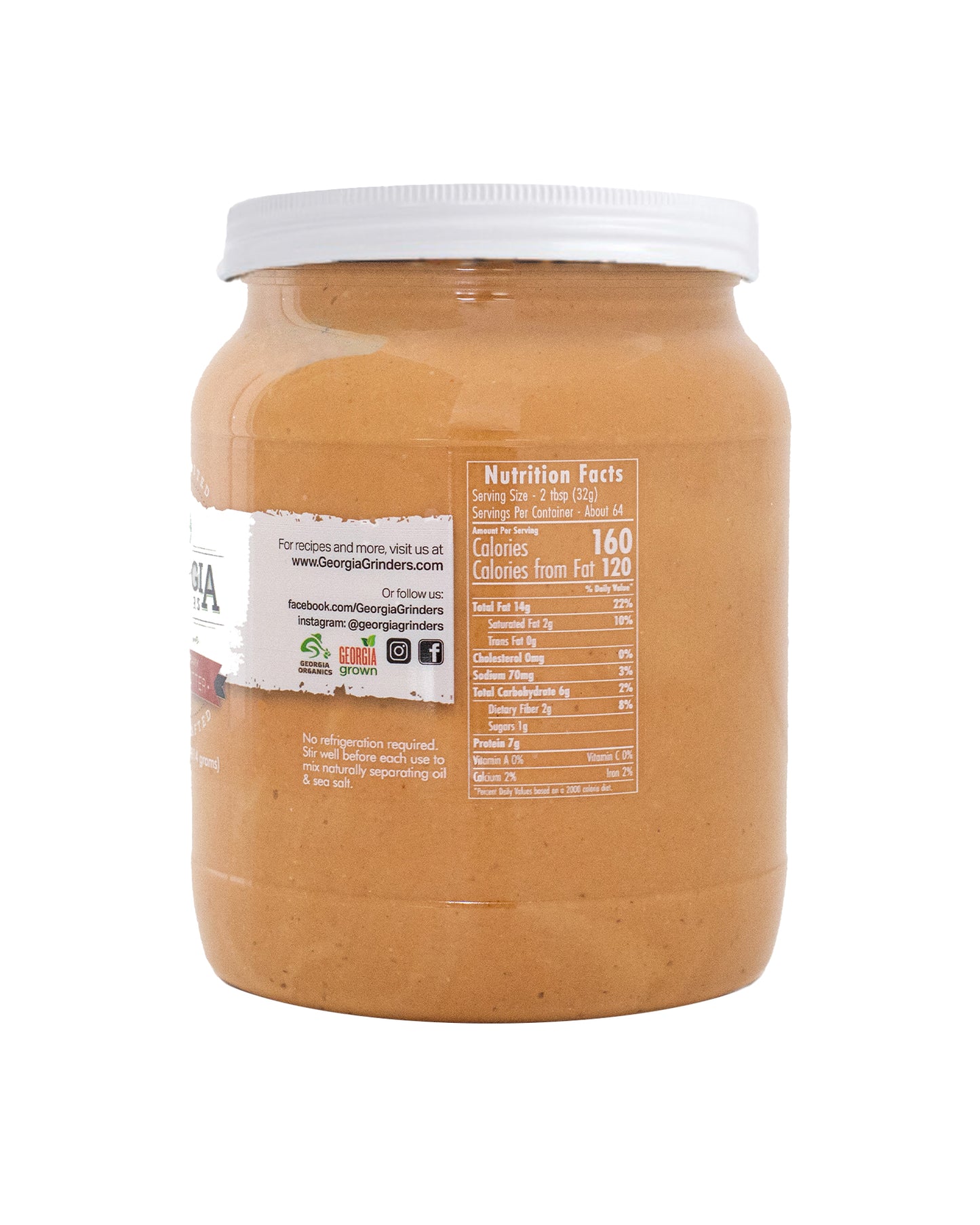 The back of Georgia Grinders Organic Creamy Peanut Butter - Family Size