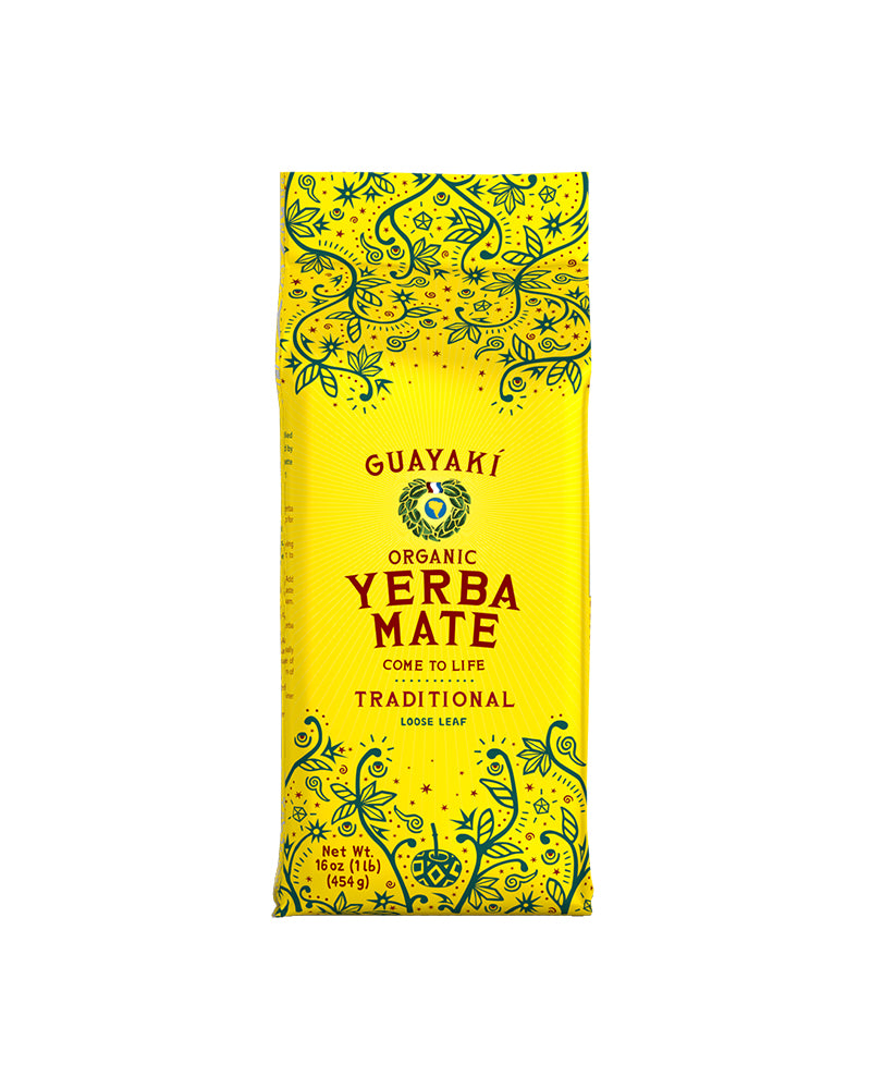 The front of Guayaki Yerba Mate Loose Leaf