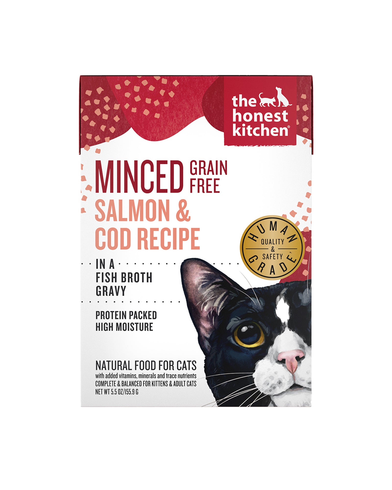 Minced Salmon Cod in Fish Broth Gravy Wet Cat Food Case of 12