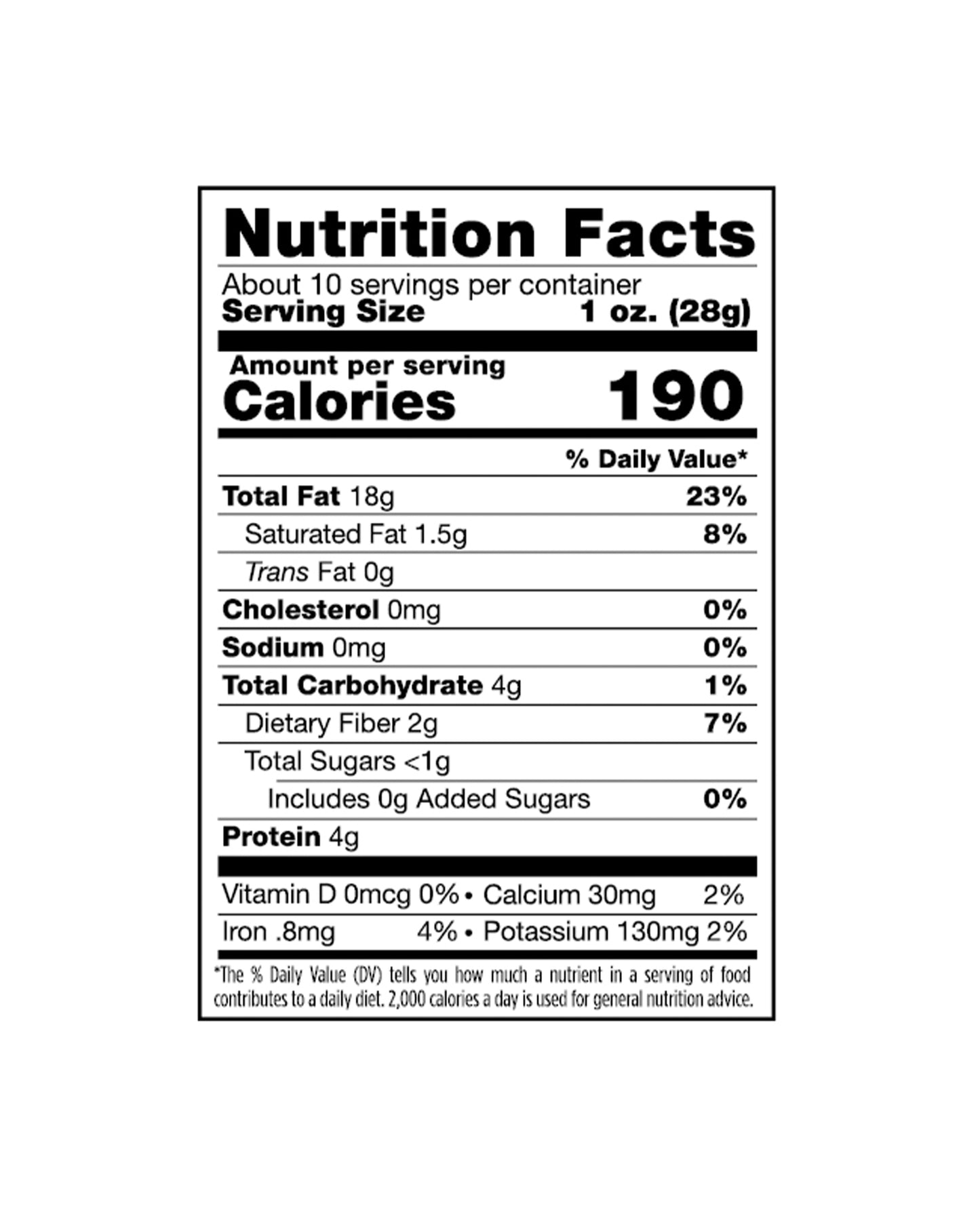 The nutrition panel of Lark Ellen Farm Sprouted & Organic Walnuts