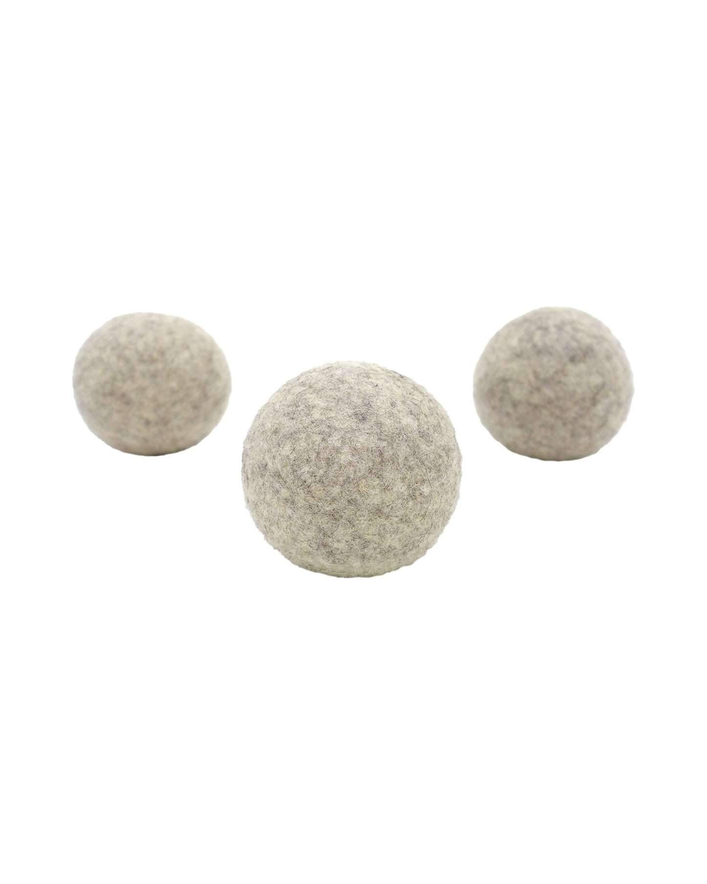 The back of LooHoo Light Grey Wool Dryer Balls
