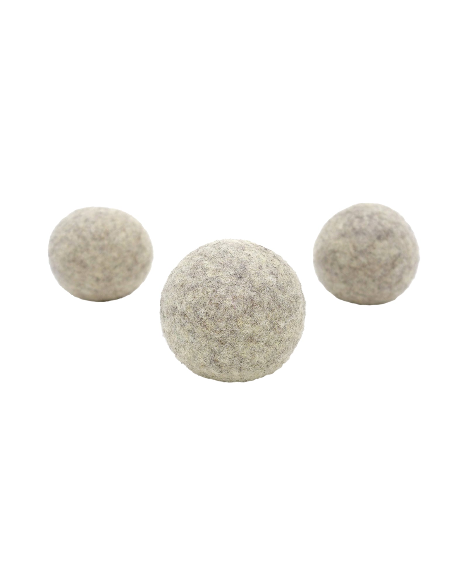 The back of LooHoo Light Grey Wool Dryer Balls