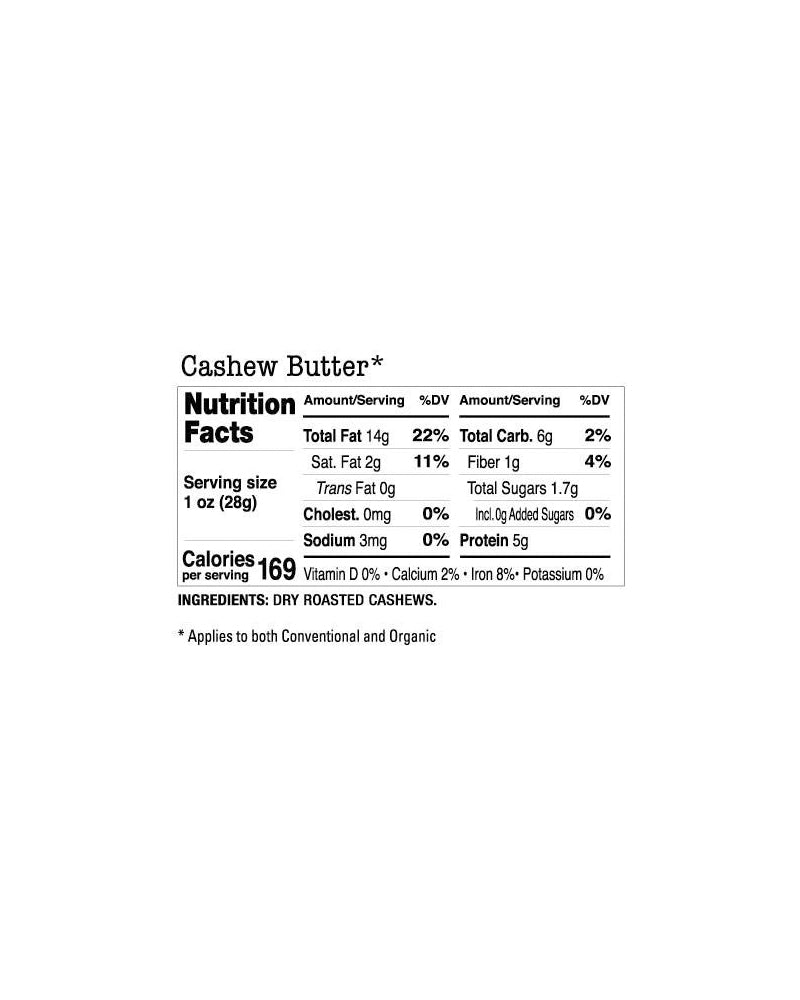 The nutrition panel of Maisie Jane's Creamy Cashew Butter