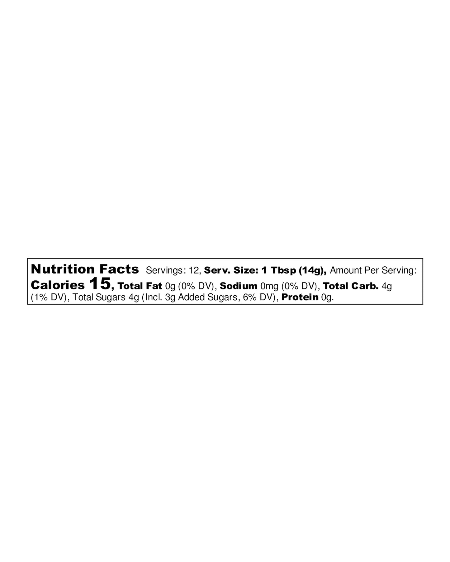 The nutrition panel of Quince & Apple Tart Cherry and White Tea Preserves