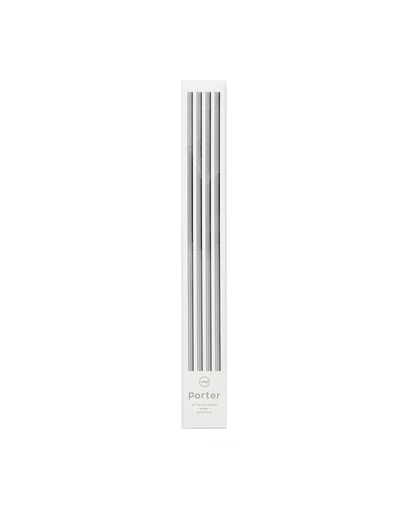 The front of W&P Porter Metal Straws - Silver