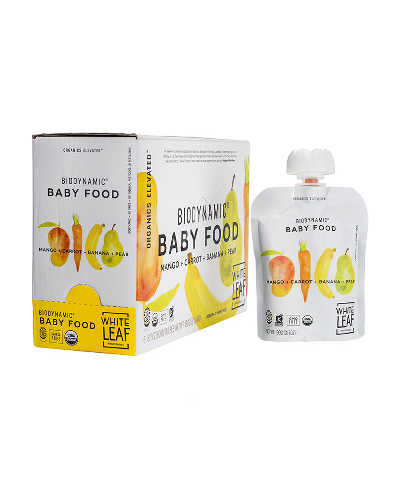 White Leaf Provisions Biodynamic Organic Baby Food Peach Oat 6 90g Pouches