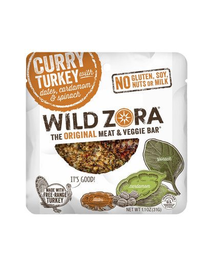 Curry Turkey & Veggie Bars - Box of 10