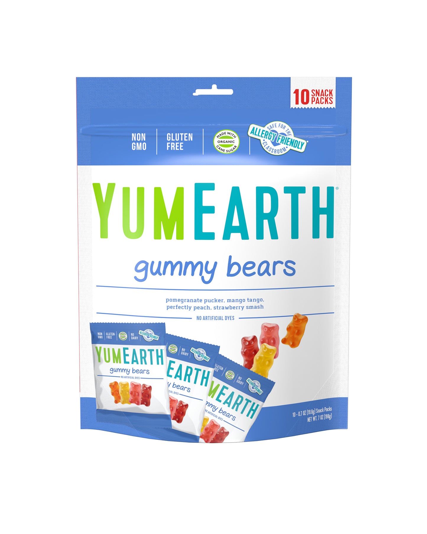 The front of YumEarth Organic Gummy Bear Snack Packs