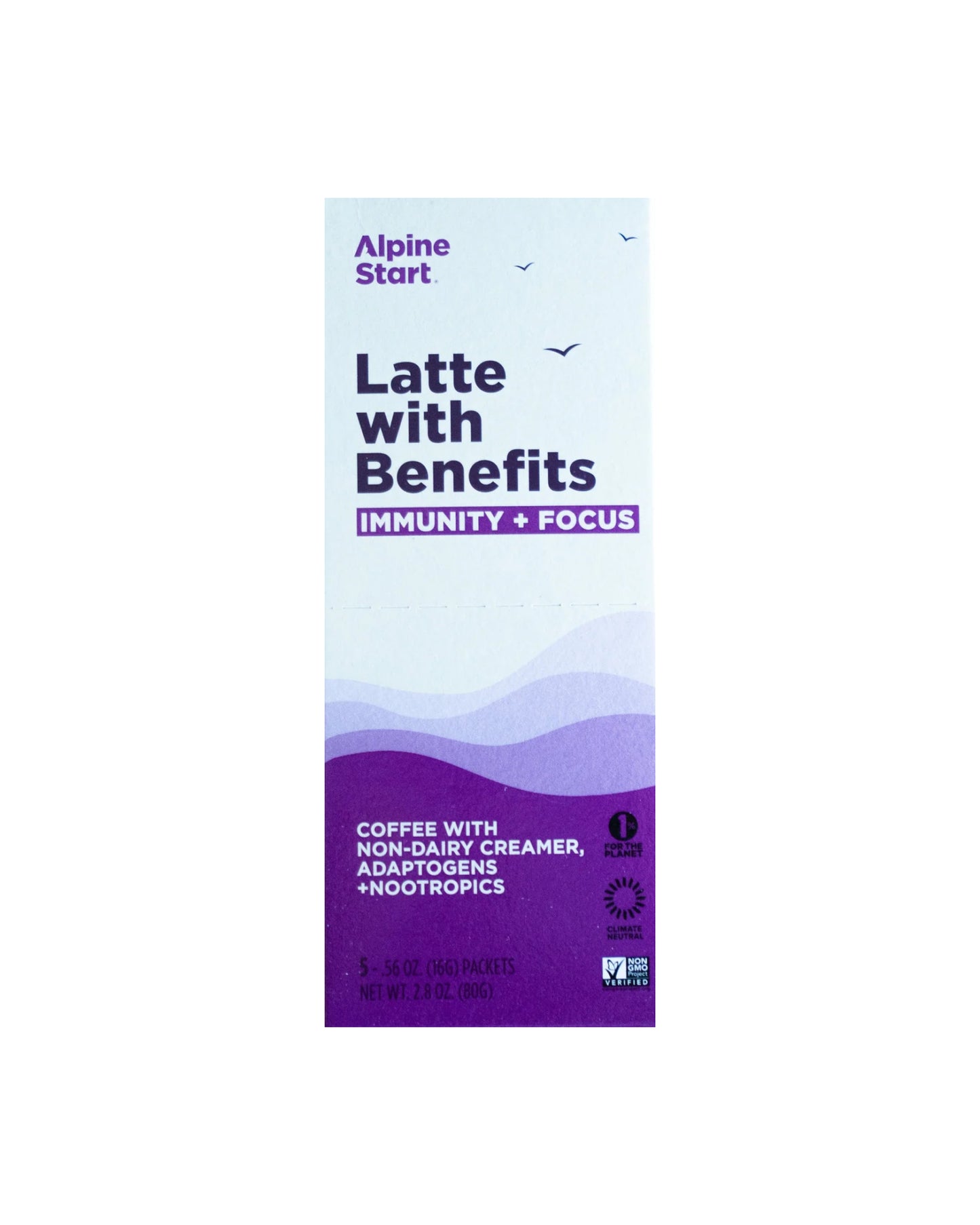 The front of Alpine Start Foods Latte with Benefits - 5 Pack