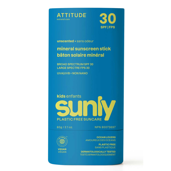 The front of ATTITUDE Kids Mineral Sunscreen Stick SPF 30