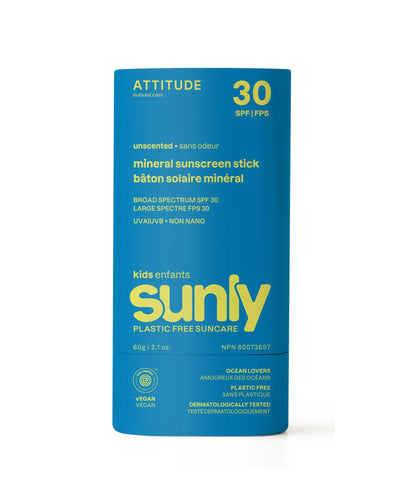 The front of ATTITUDE Kids Mineral Sunscreen Stick SPF 30
