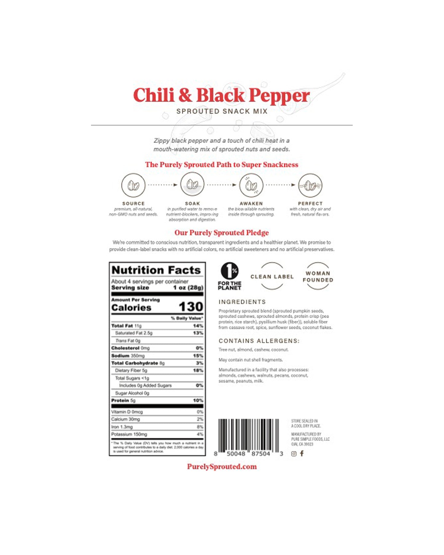 Chili & Black Pepper Sprouted Nut and Seed Snack Mix