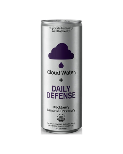 The front of Cloud Water Blackberry, Lemon & Rosemary Sparkling Immunity Water - Case of 12