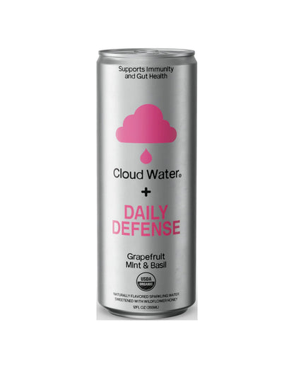 The front of Cloud Water Grapefruit, Mint & Basil Sparkling Immunity Water - Case of 12