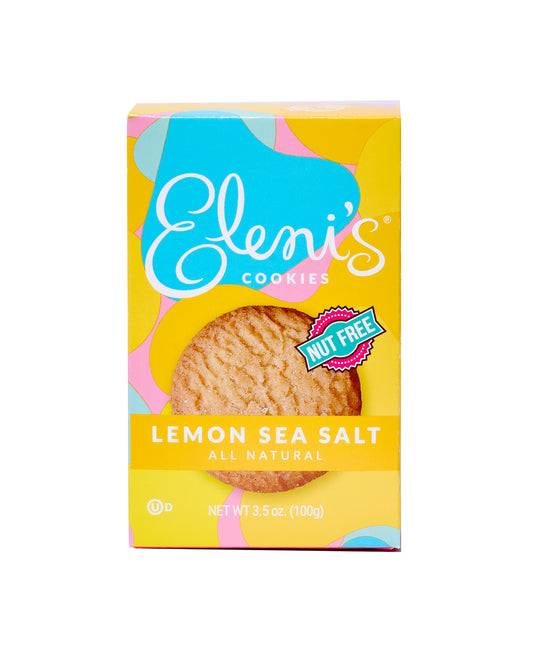 The front of Eleni's Lemon Sea Salt Cookies