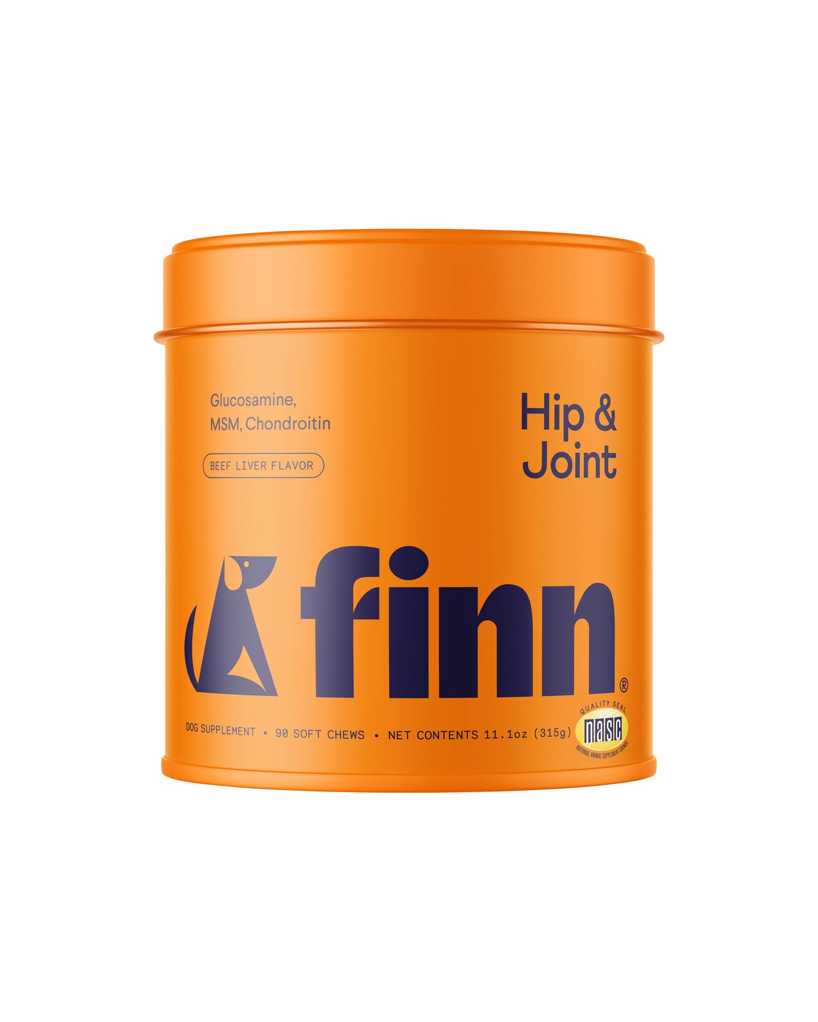 The front of Finn Hip & Joint Dog Supplement