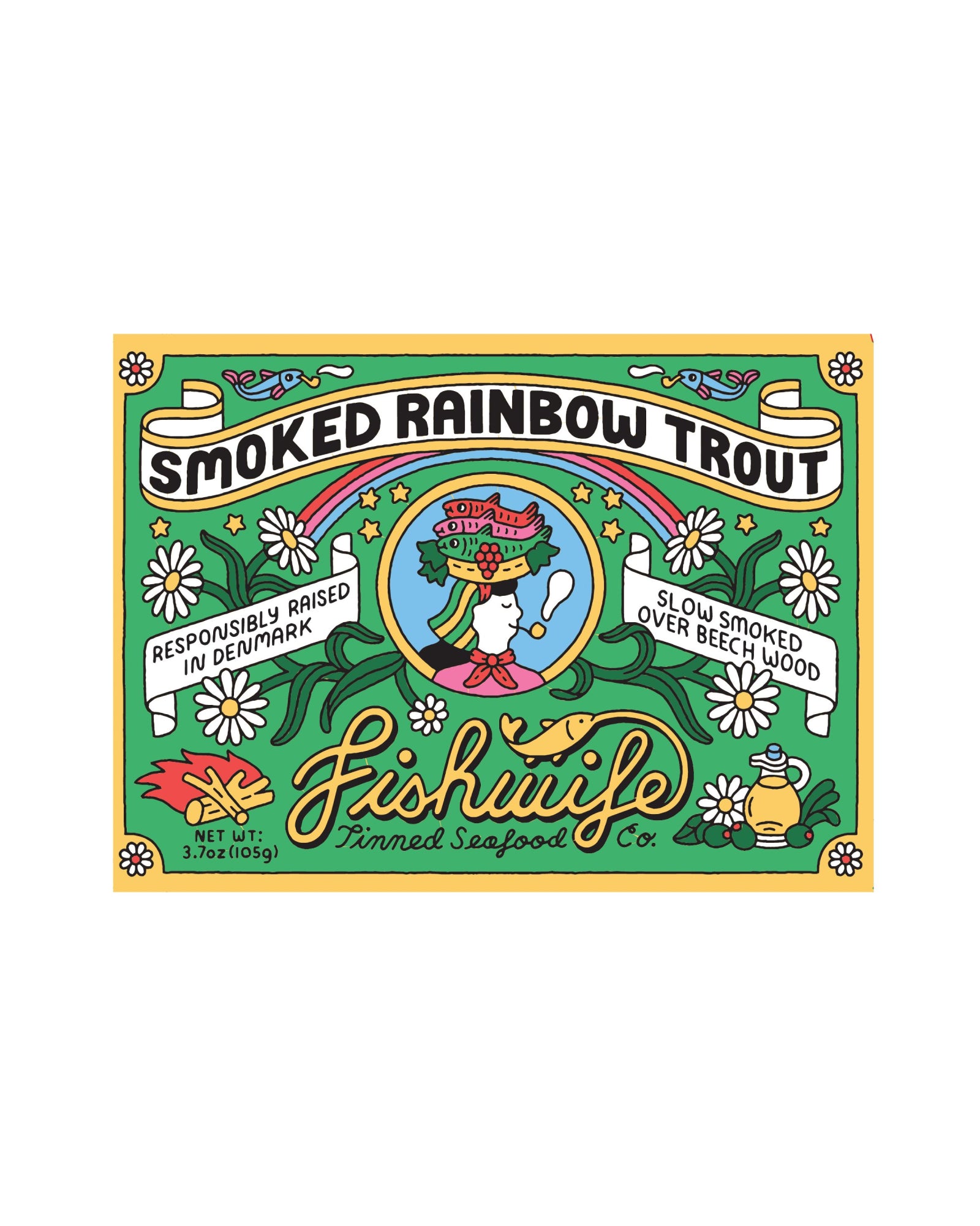 The front of Fishwife Smoked Rainbow Trout