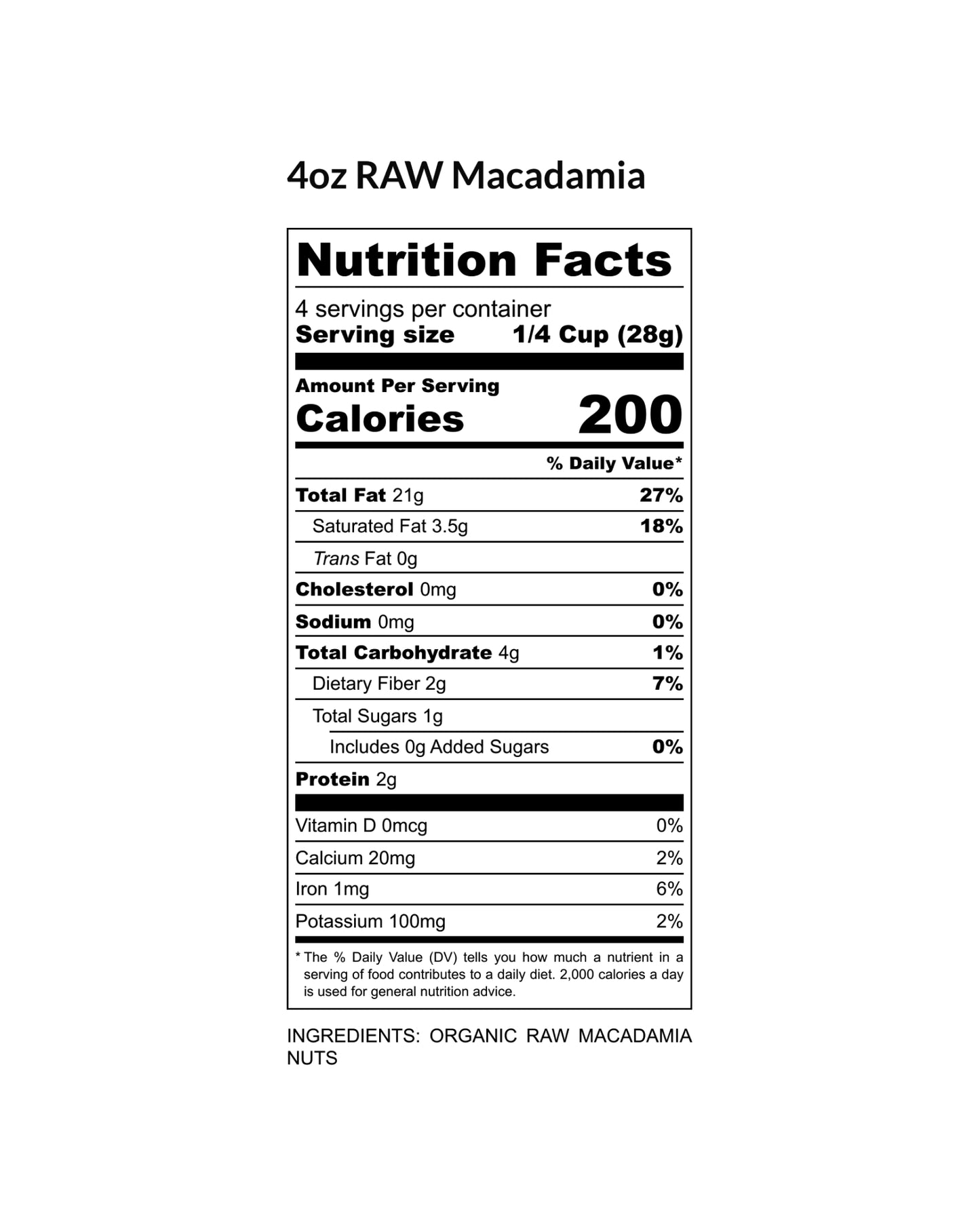 Organic Raw & Unsalted Macadamia Nuts