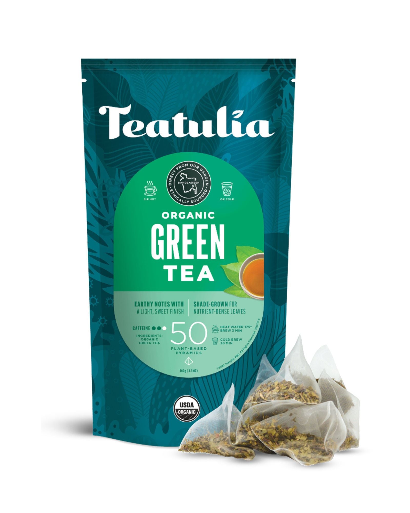 The front of Teatulia Green Tea