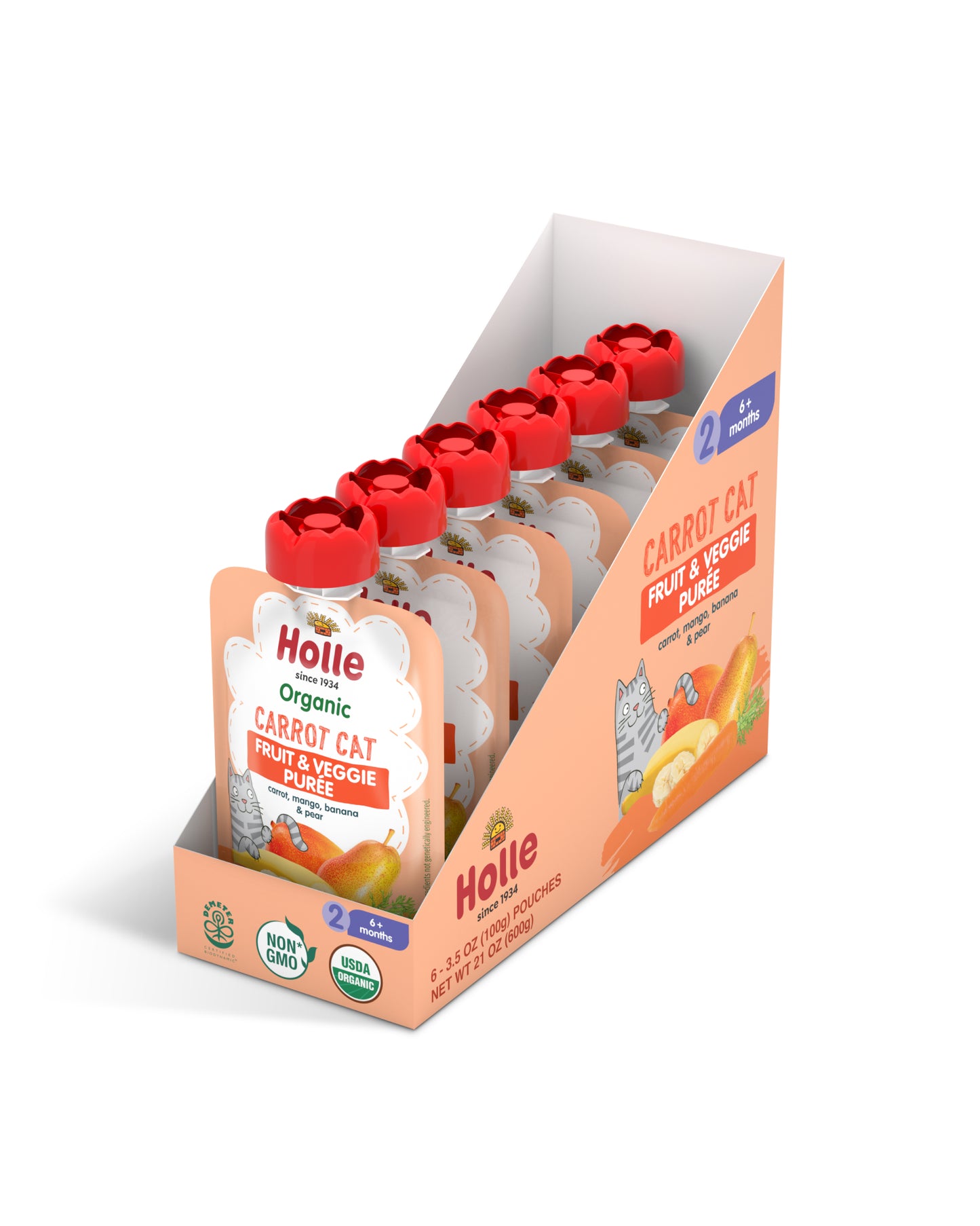 Picture of Holle Organic Carrot, Mango, Banana, & Pear Baby Food - Box of 6