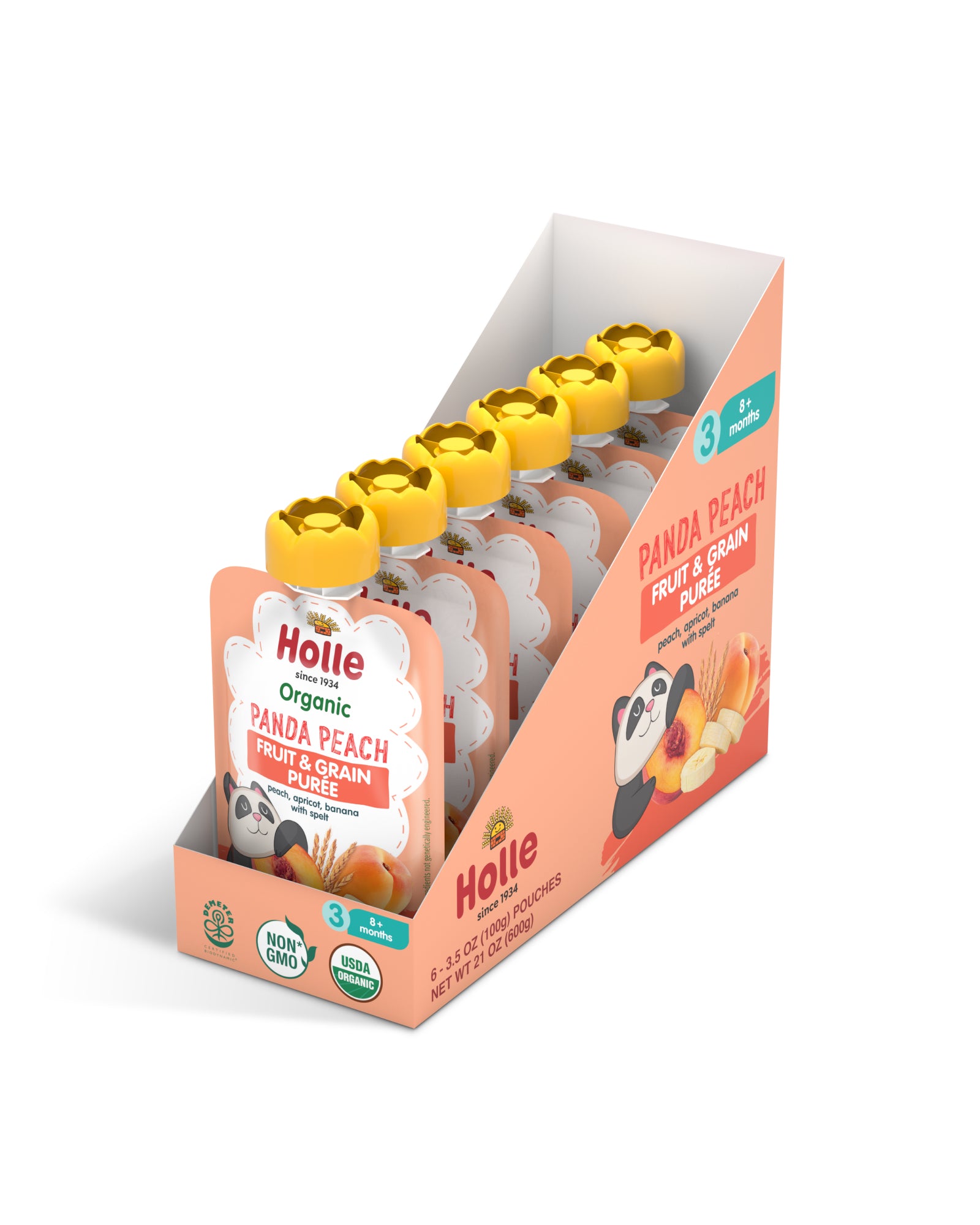 Picture of Holle Organic Peach, Apricot, Banana and Spelt Baby Food - Box of 6