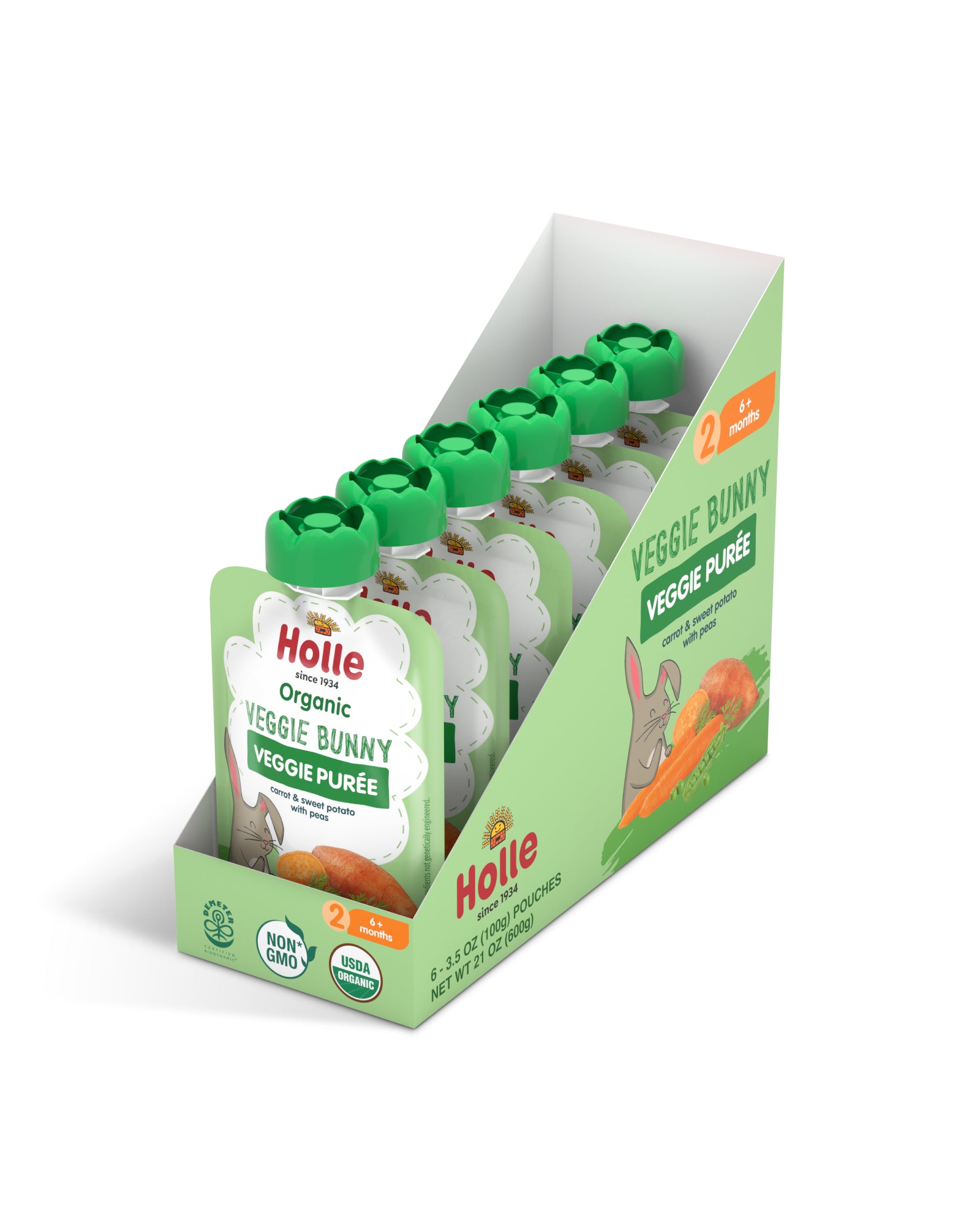 Picture of Holle Organic Carrot & Sweet Potato with Peas Baby Food - Box of 6