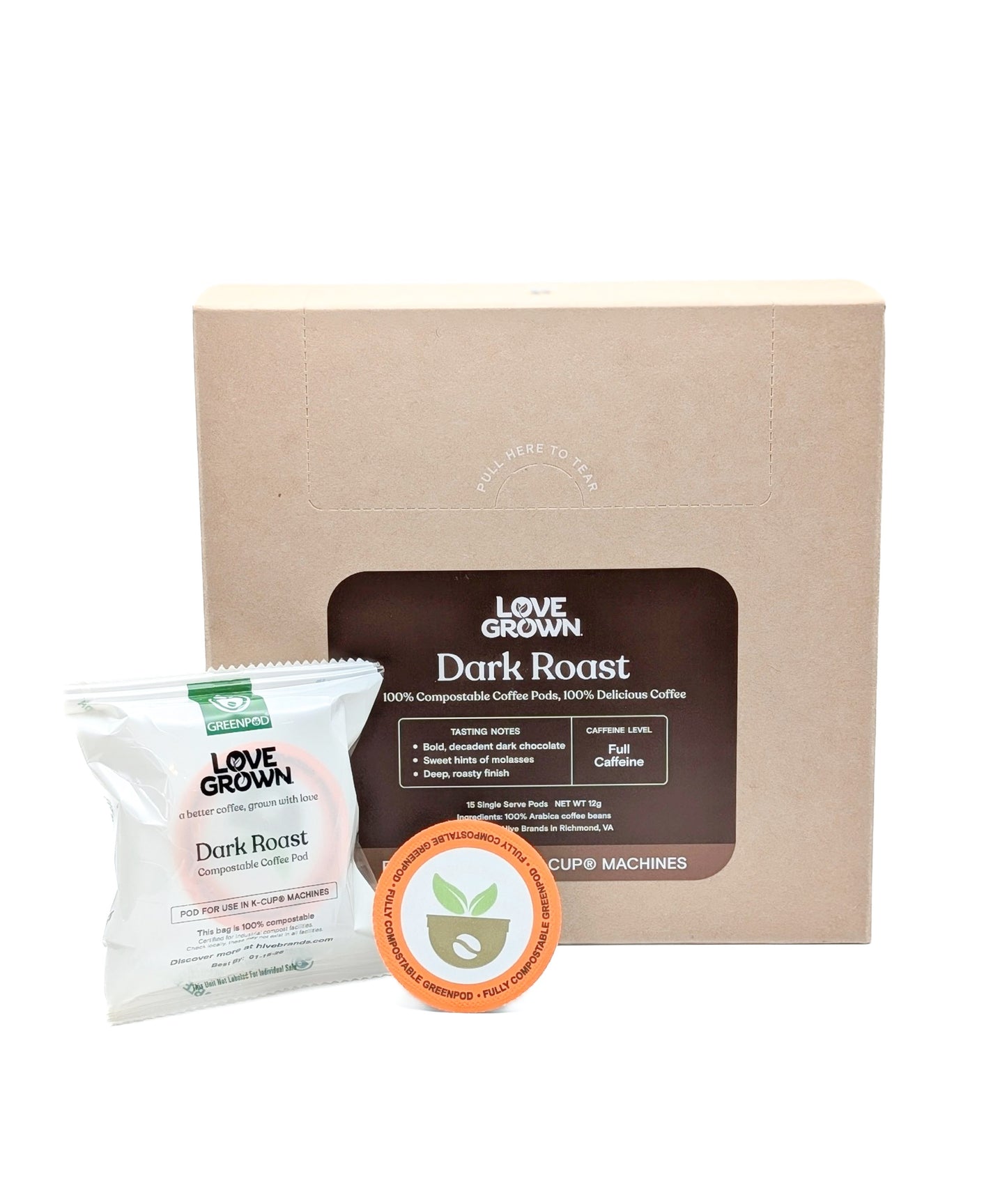 Love Grown Compostable Coffee Pods for Keurig® Machines -  Box of 15