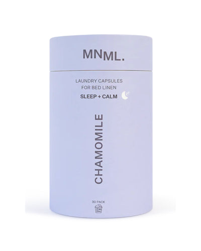 The front of MNML Sleep + Calm Chamomile Laundry Capsules