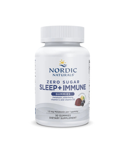 The front of Nordic Naturals Zero Sugar Sleep + Immune Gummies