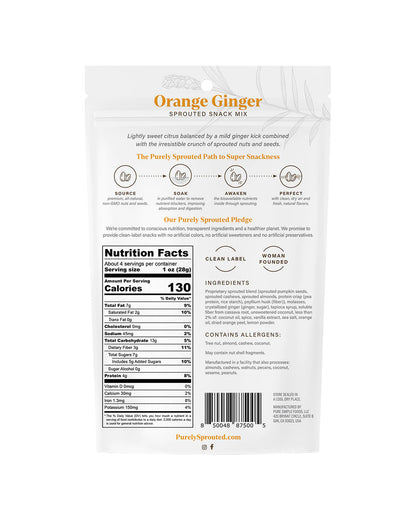 Orange Ginger Sprouted Nut and Seed Snack Mix