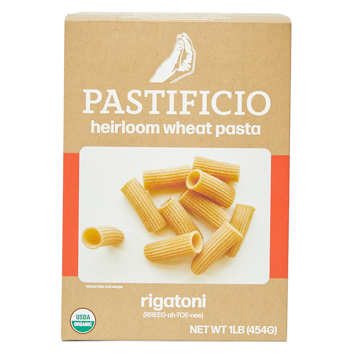 The front of Pastificio Heirloom Wheat Rigatoni