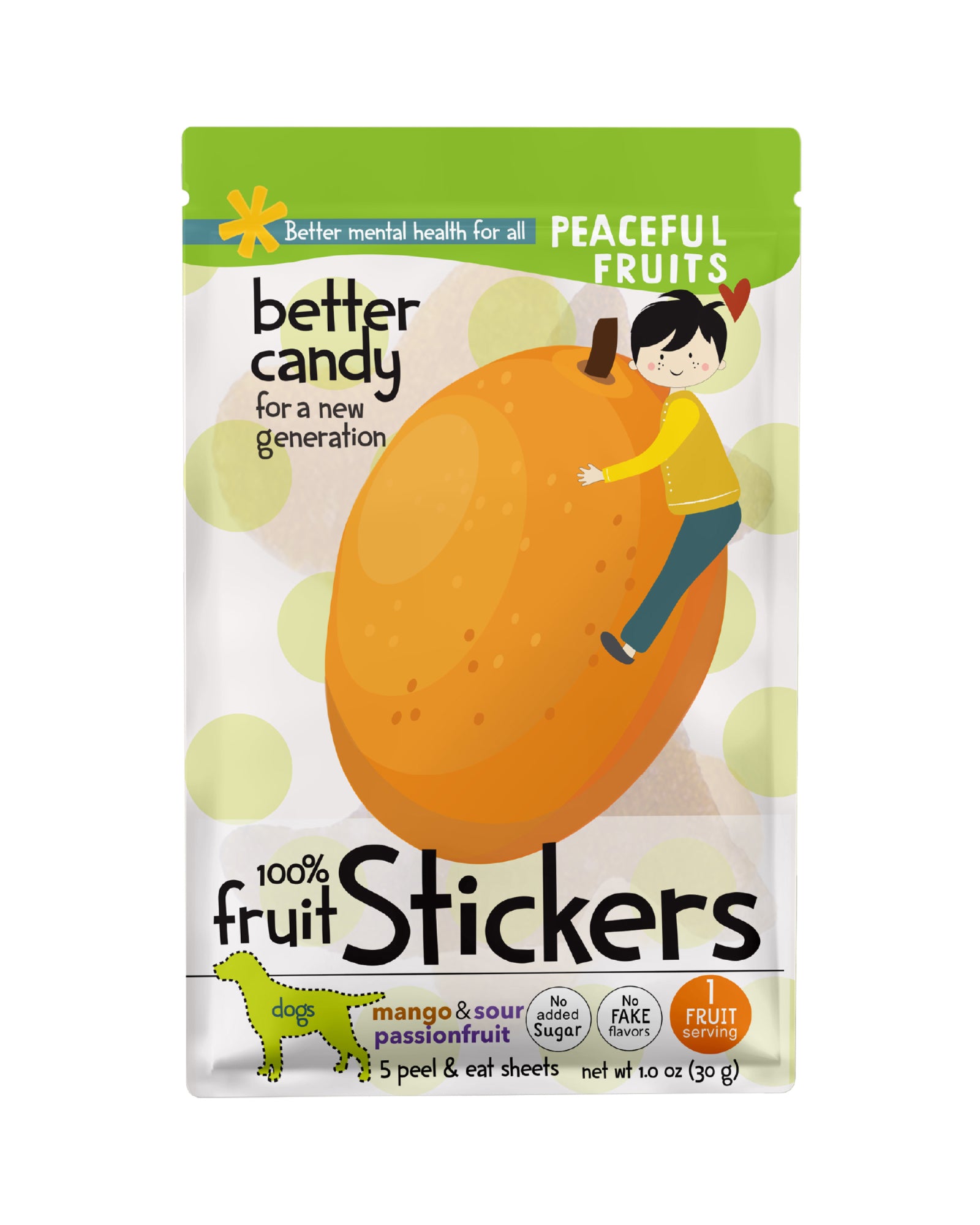 Picture of Peaceful Fruits Mango & Passionfruit Peel-n-Eat Fruit Stickers - 6 pack