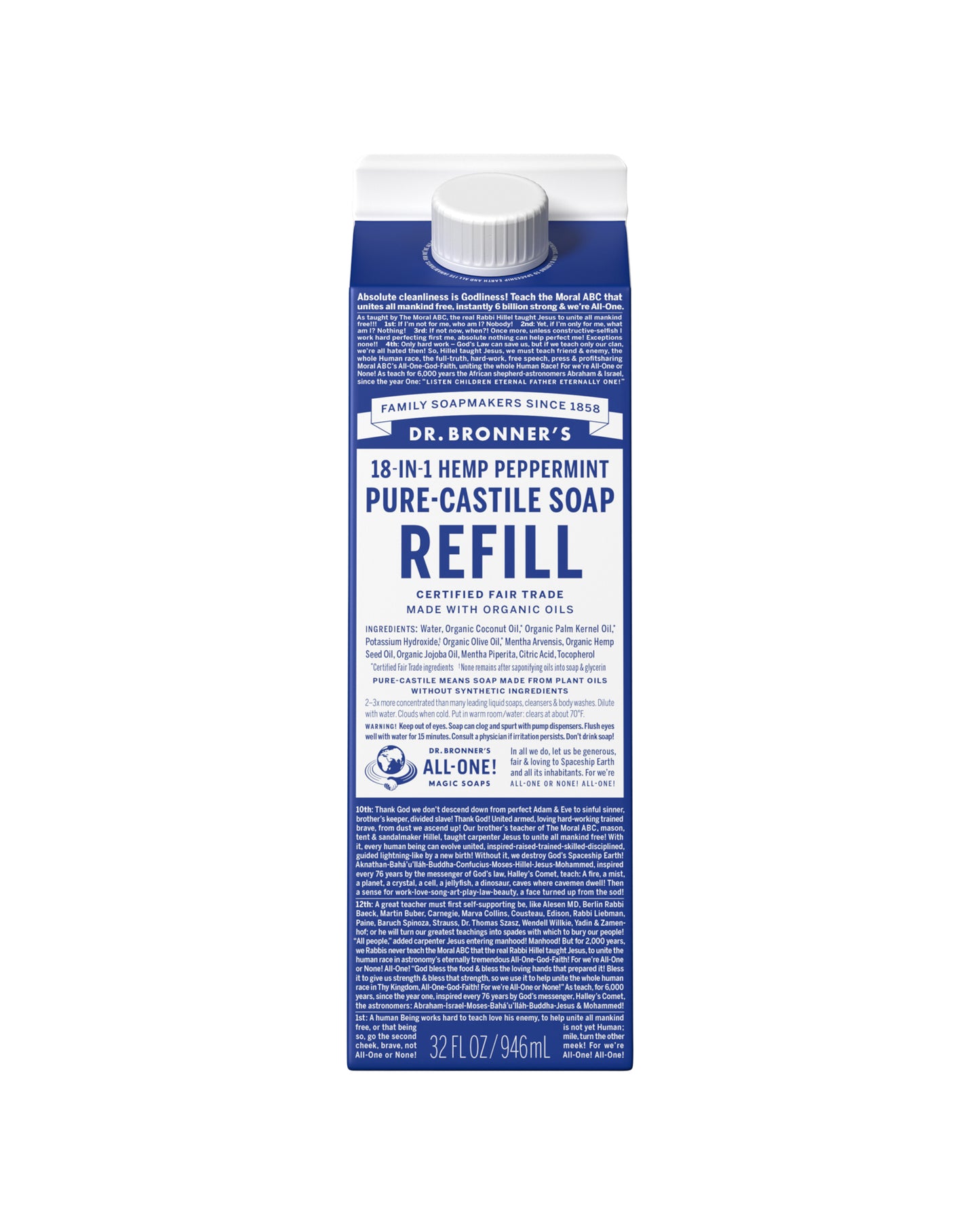 Peppermint Pure-Castile Liquid Soap Refill Carton