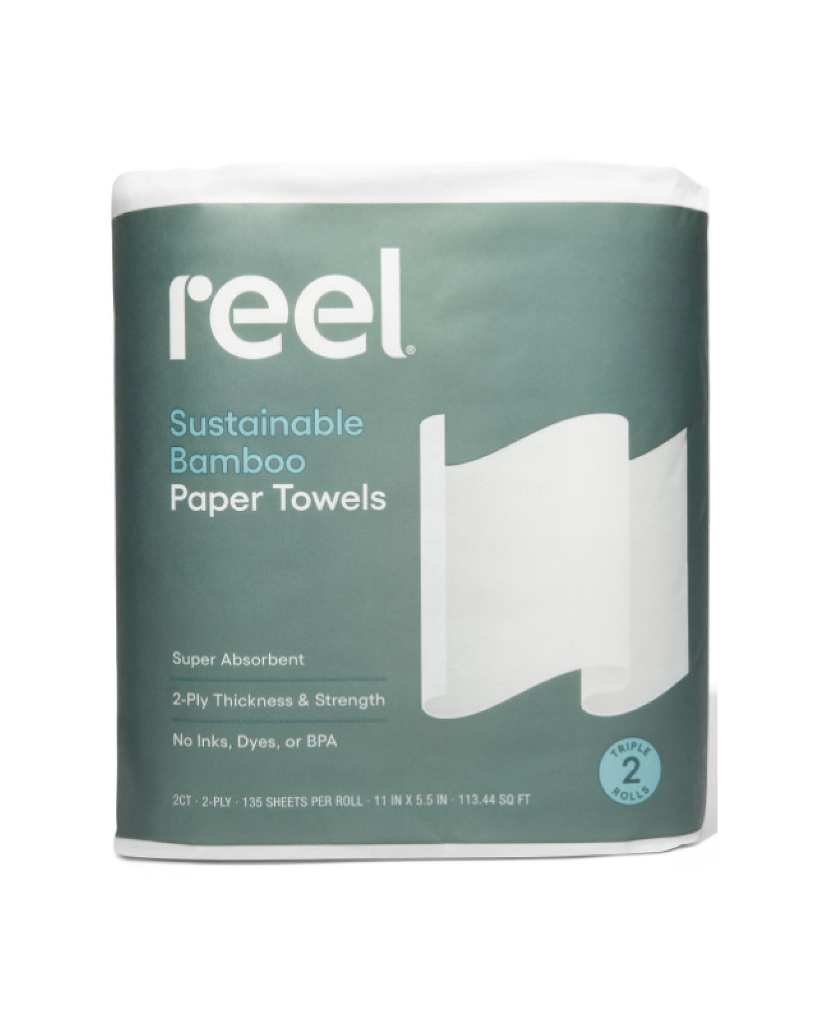 The front of Reel Paper Premium Bamboo Paper Towels