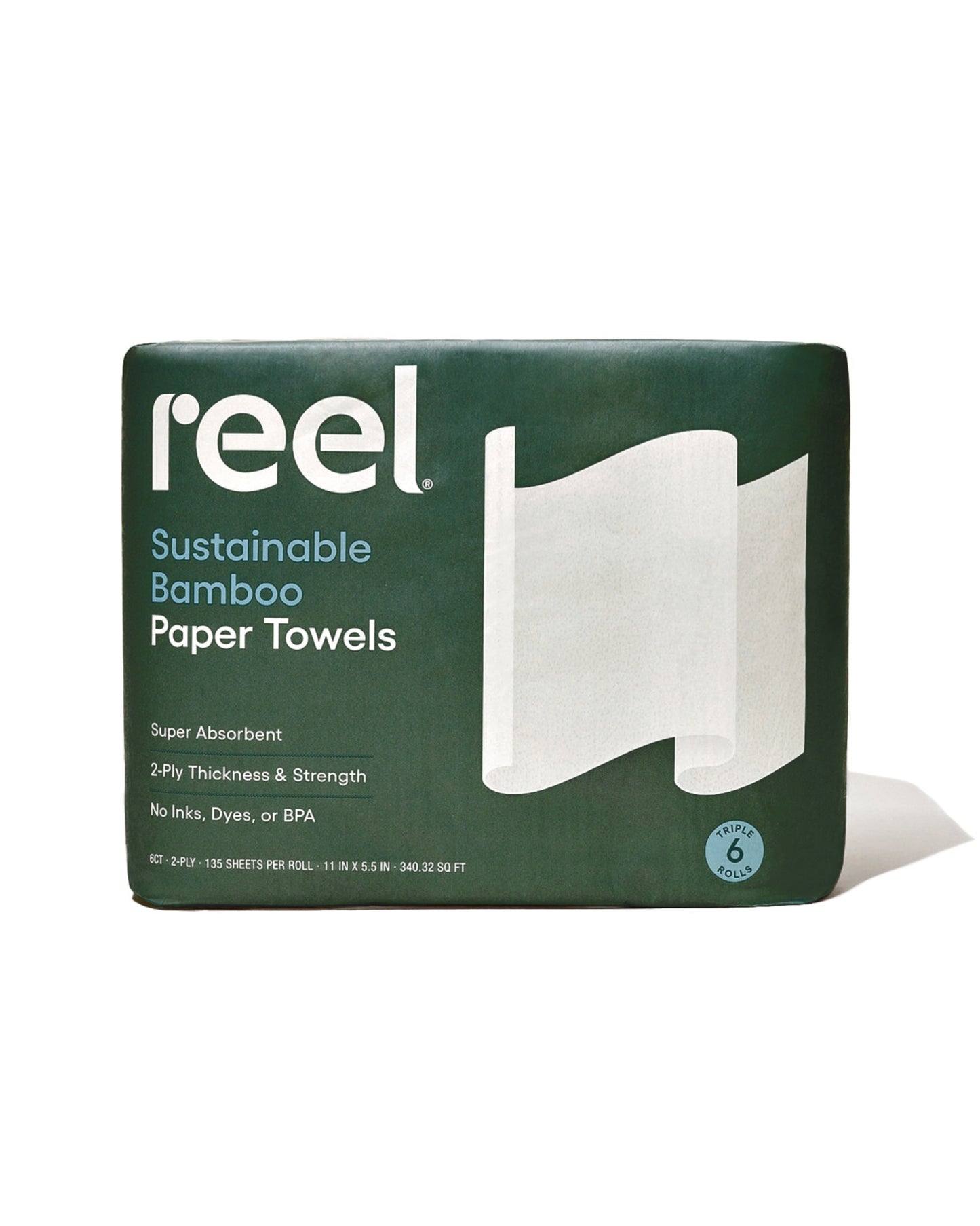 The front of Reel Paper Premium Bamboo Paper Towels